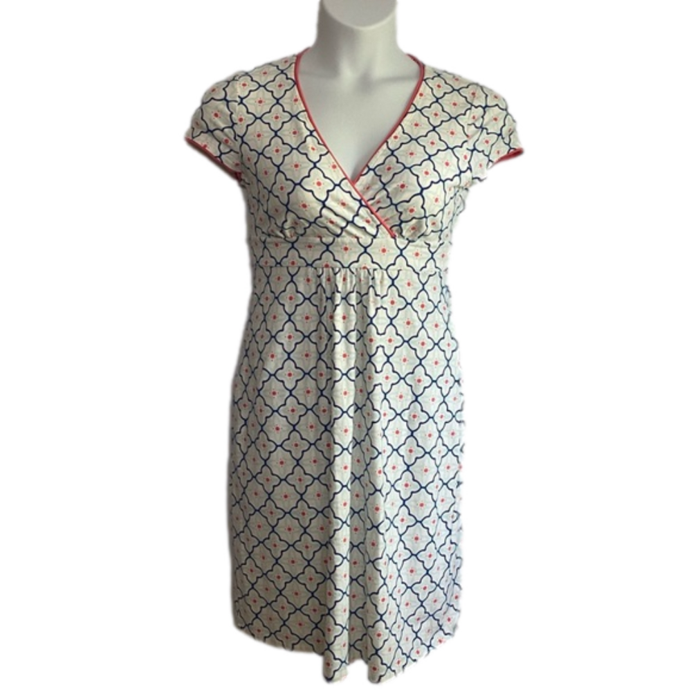 Boden Cap Sleeve V Neck Faux Wrap Bodice Jersey Dress Sz 6 WH980